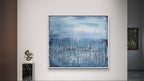 Abstraktes blaues Gemälde – Winterplatz – Individuelles Wandbild für modernes Wohnen