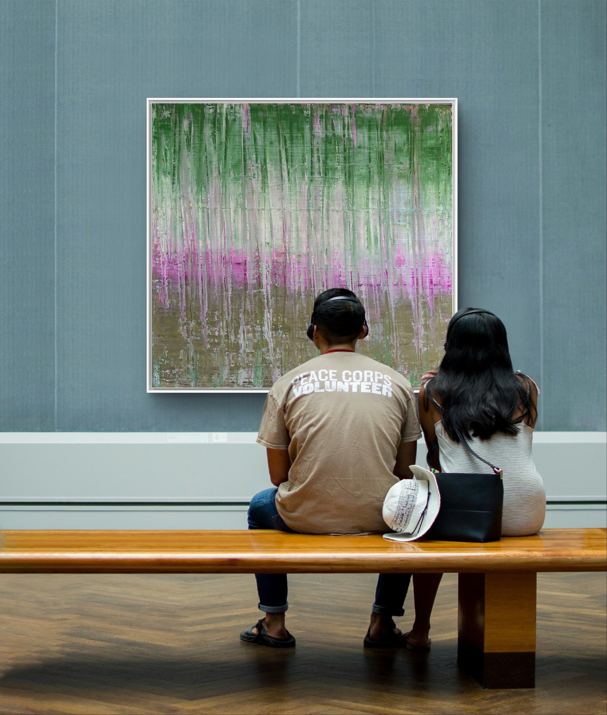 Waldbaden grünes xxl Bild – sofort versandbereites Leinwandbild in nan, großes Kunstwerk für moderne Wohnräume