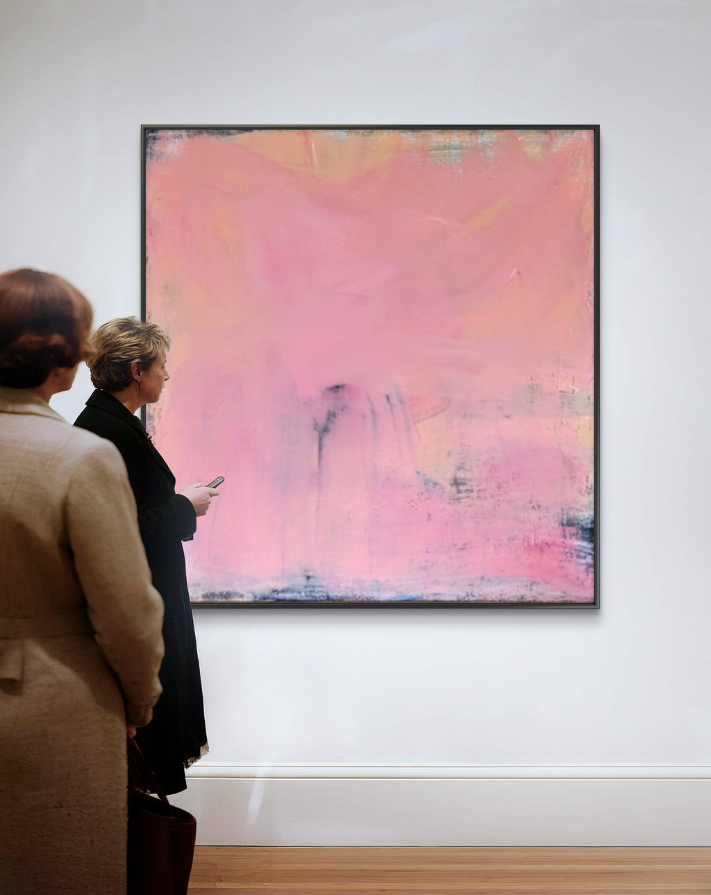 Rosa Brise – Exklusives Unikat mit – Kunst für hohe Räume und große Wände