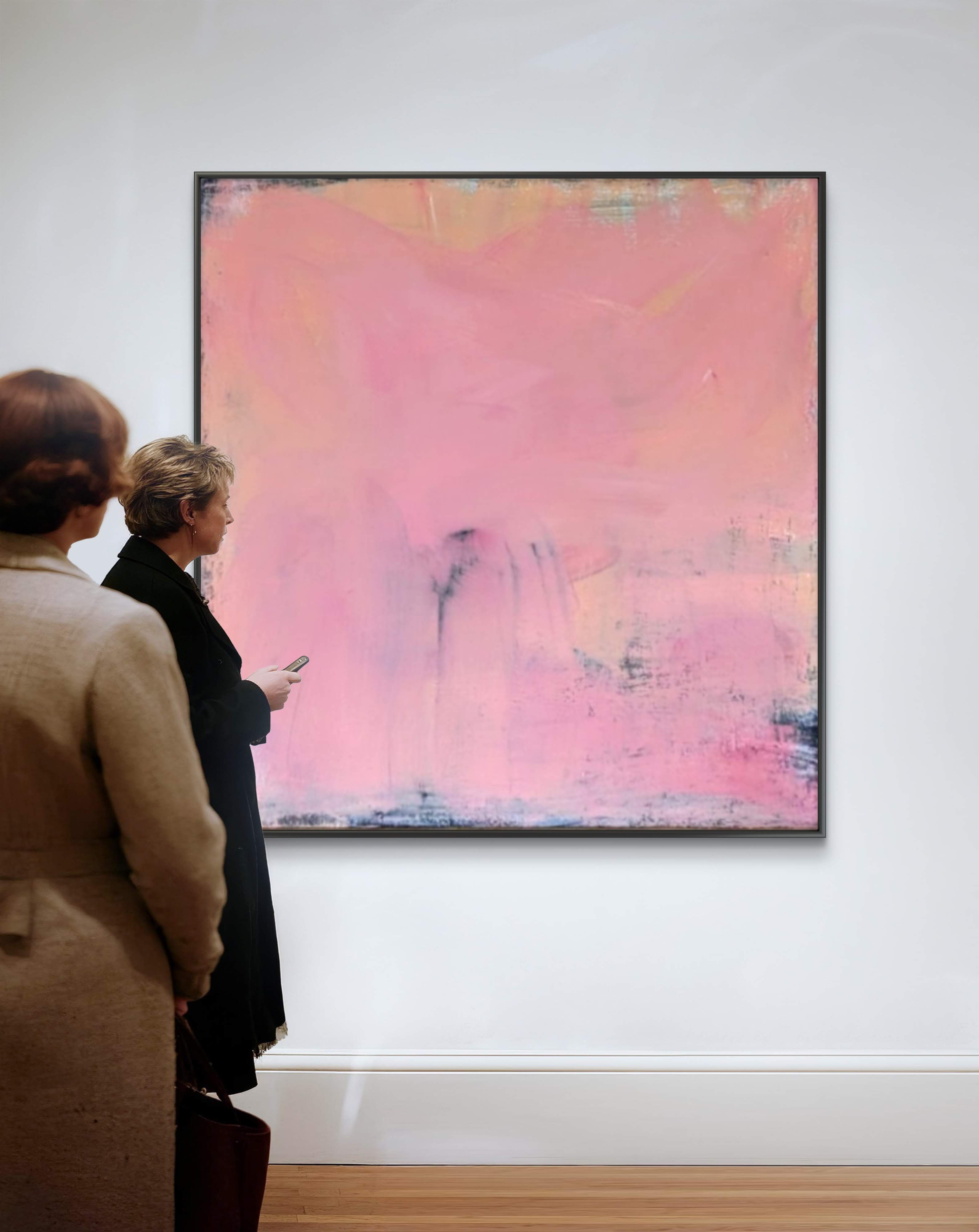 Rosa Brise – Exklusives Unikat mit – Kunst für hohe Räume und große Wände