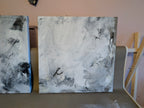 Abstraktes Gemälde Weiß – Nebelreiter Ii Schwarz-weiß 60 X 60 Cm Schlafzimmer Einzelstück – XXL Kunstwerk als Blickfang im Wohnraum