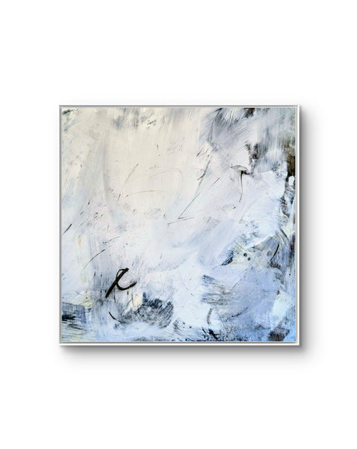 160.0cm cm großes weisses Original Gemälde schwarzweiß Bild - Nebelreiter & Schattenklang II sofort lieferbar – großes Leinwandbild für Wohnzimmer über Sofa, direkt versandbereit