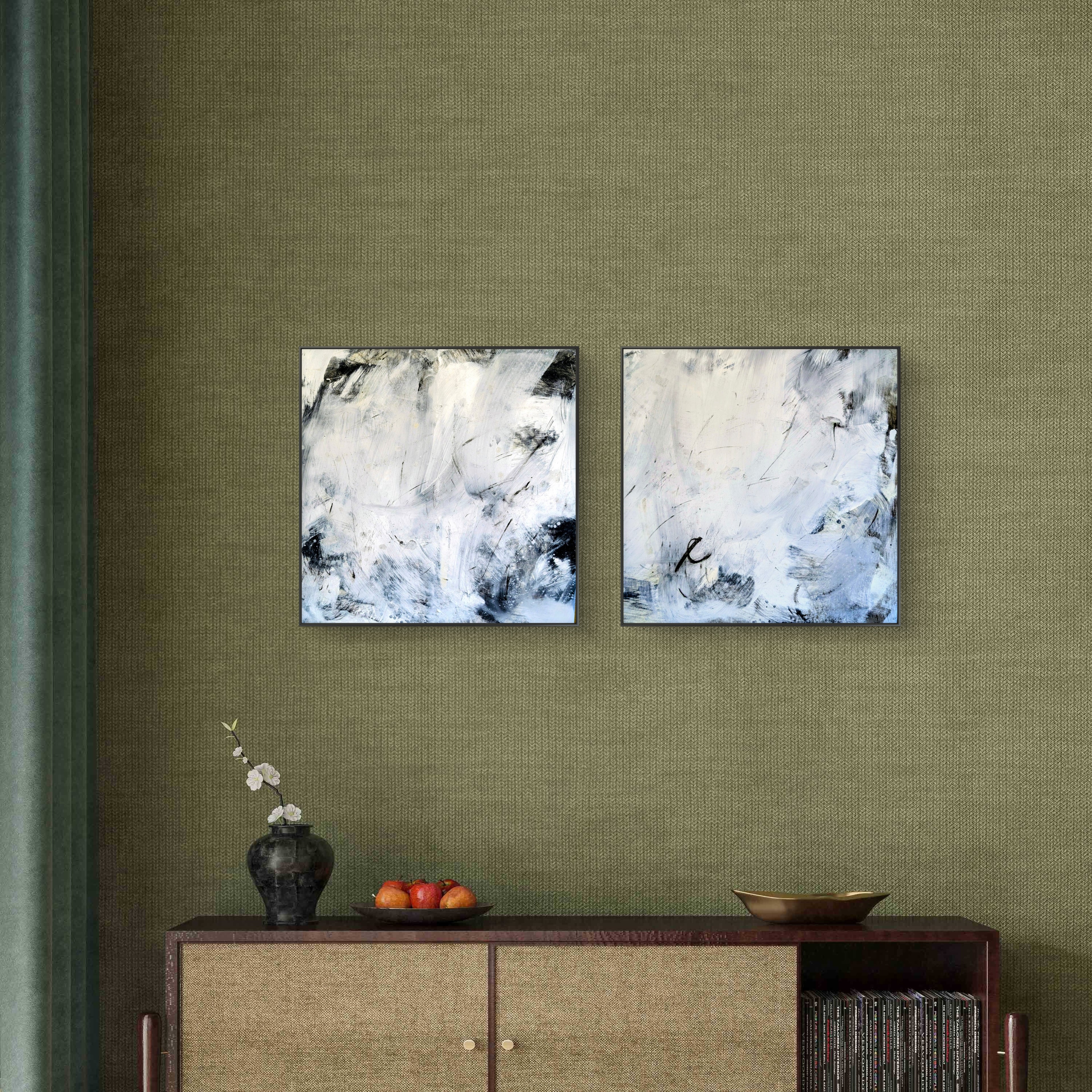 schwarzweiß Bild - Nebelreiter & Schattenklang I – sofort versandbereites Leinwandbild in nan, großes Kunstwerk für moderne Wohnräume