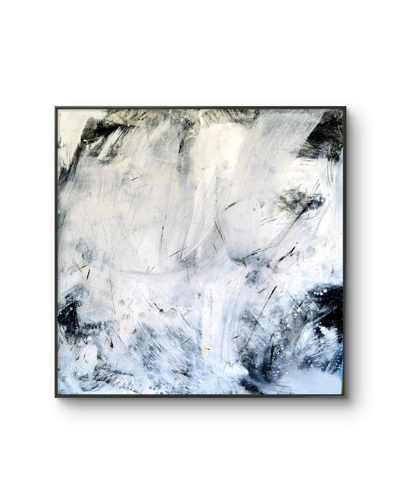 160.0cm cm großes weisses Original Gemälde schwarzweiß Bild - Nebelreiter & Schattenklang I sofort lieferbar – großes Leinwandbild für Wohnzimmer über Sofa, direkt versandbereit