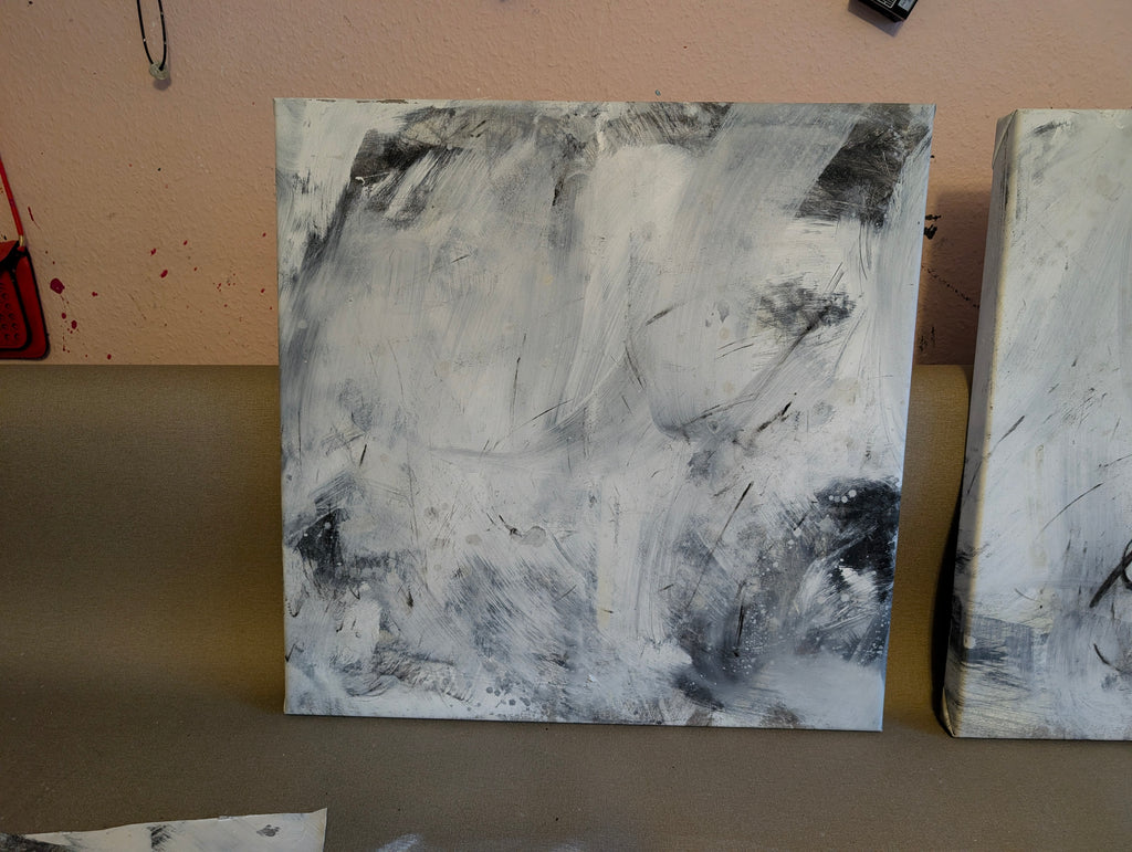 schwarzweiß Bild - Nebelreiter & Schattenklang I – sofort versandbereites Leinwandbild in nan, großes Kunstwerk für moderne Wohnräume