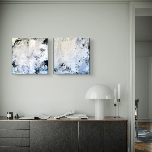 schwarzweiß Bild - Nebelreiter & Schattenklang I – sofort versandbereites Leinwandbild in nan, großes Kunstwerk für moderne Wohnräume