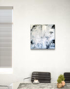 Abstraktes Gemälde Weiß – Nebelreiter I Schwarz-weiß 60 X 60 Cm Sideboard Einzelstück – Kunst für hohe Räume und große Wände