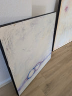 Abstraktes Gemälde – Sommeranfang weiß lila - Studienreihe – Kunst für hohe Räume und große Wände