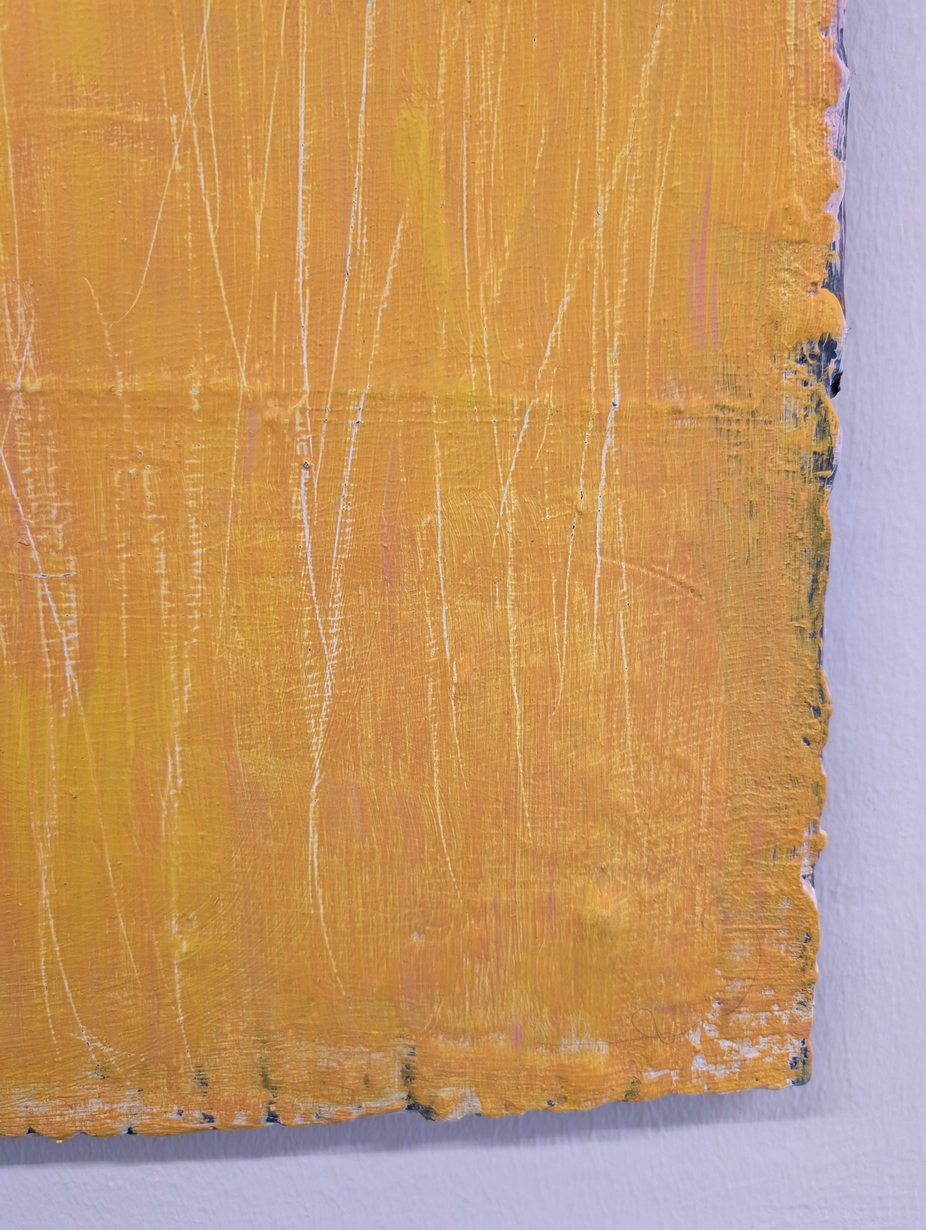 Abstraktes Gemälde Gelb Bild Sommwiese 70 X 70 cm Einzelstück – Zeitgenössische Kunst in Wohnraumansicht