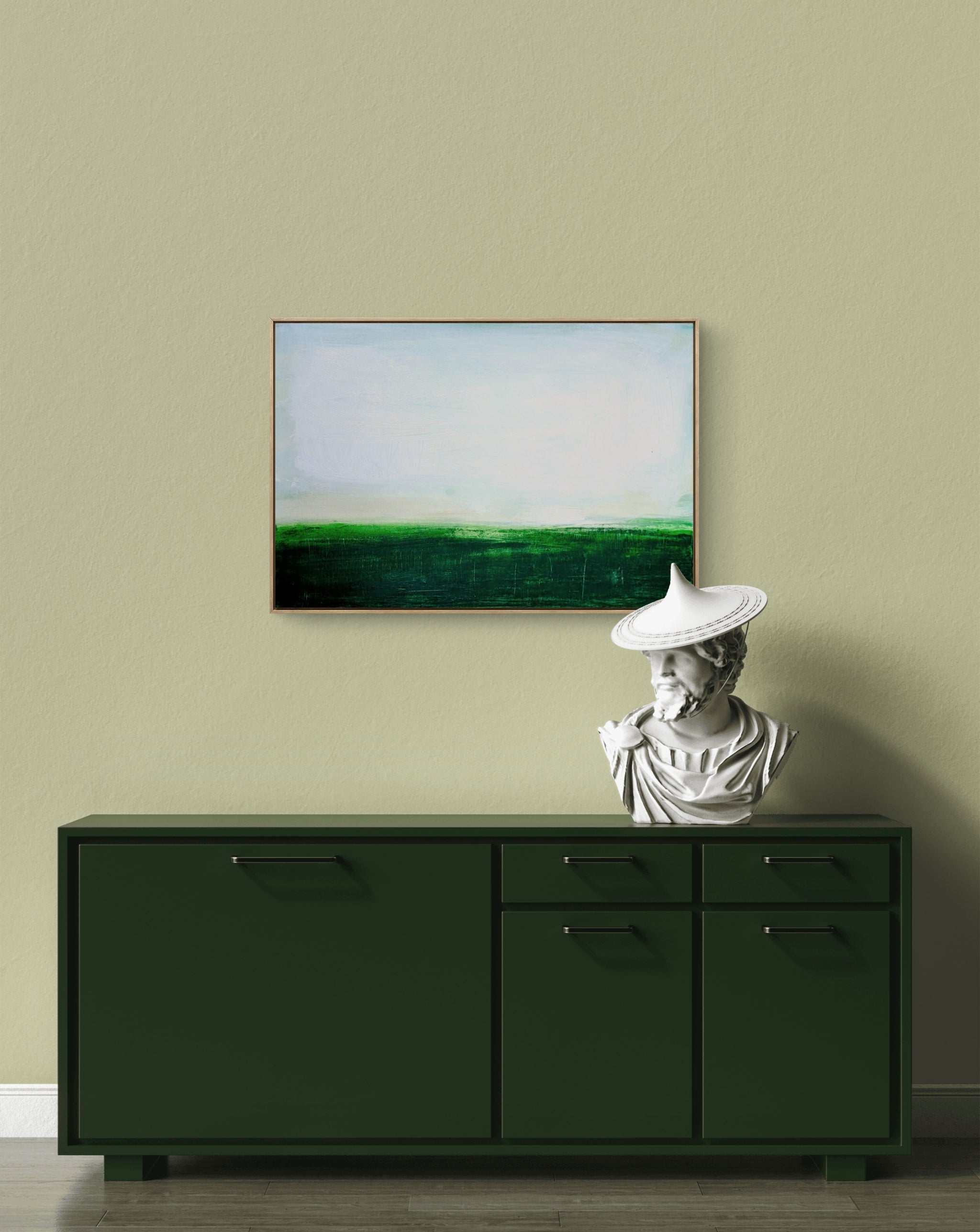 grünes Landschaftsbild 60 x 80 cm - Lichtblick im Unterholz – sofort versandbereites Leinwandbild in nan, großes Kunstwerk für moderne Wohnräume