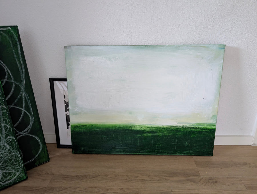 Abstraktes Gemälde für Wohnzimmer – Lichtblick Unterholz 60x80cm – Wohnzimmer Einzelstück – Abstrakte Wandkunst über Sofa