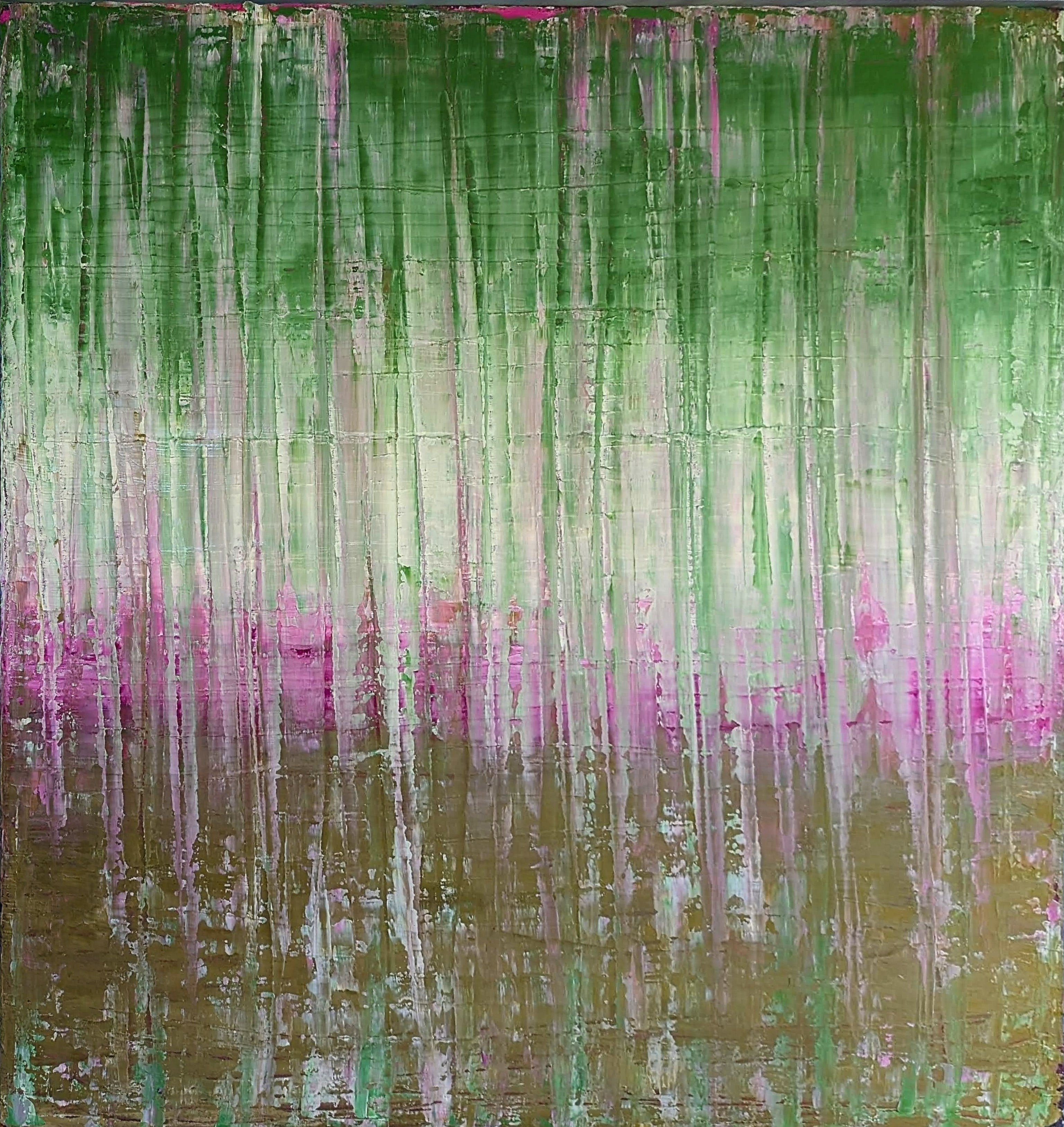 Waldbaden grünes xxl Bild – sofort versandbereites Leinwandbild in nan, großes Kunstwerk für moderne Wohnräume