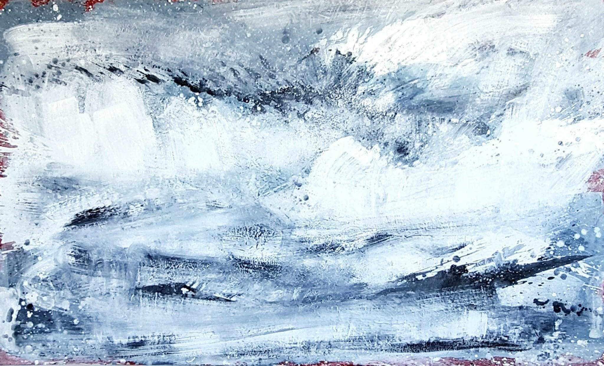 Blaues xxl Bild Morgentau – sofort versandbereites Leinwandbild in nan, großes Kunstwerk für moderne Wohnräume