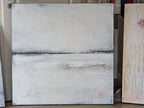 Abstraktes Gemälde – 100 x 100 cm Landgang weiß - Studienreihe – Moderne Kunst für offene Wohnbereiche