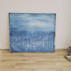 Abstraktes blaues Gemälde – Winterplatz