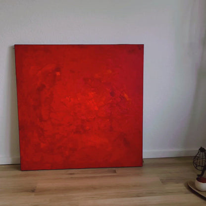 Et abstrakt maleri i intens rød - passion og følelse