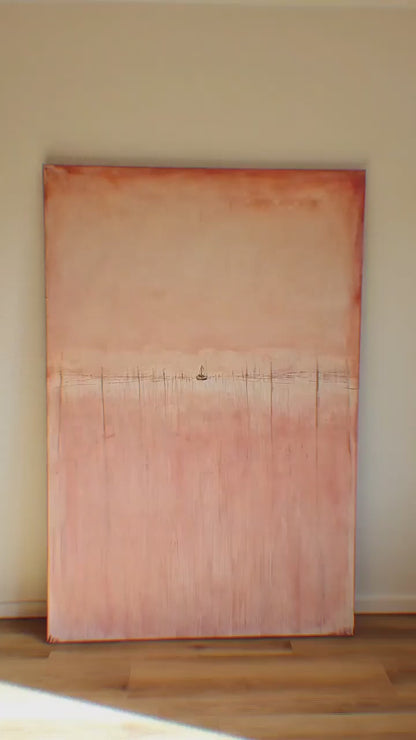 Abstrakt kunstværk i pink, 120 x 180 cm - kun tilgængelig én gang!