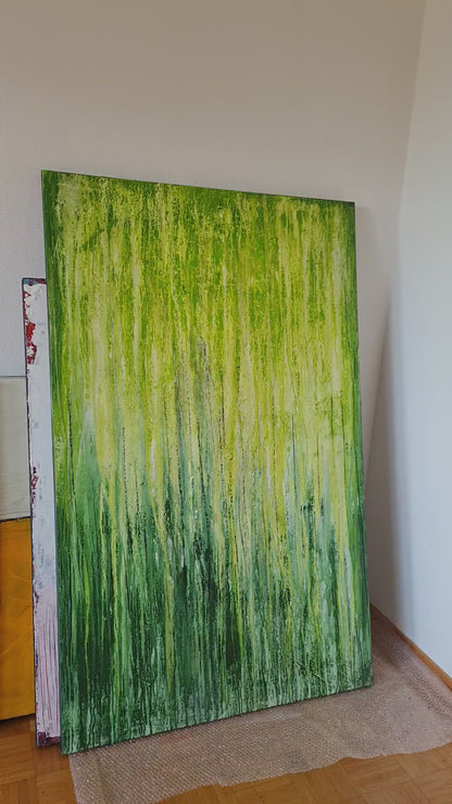 True Colors: grünes abstraktes Gemälde voller Kraft und Naturverbundenheit