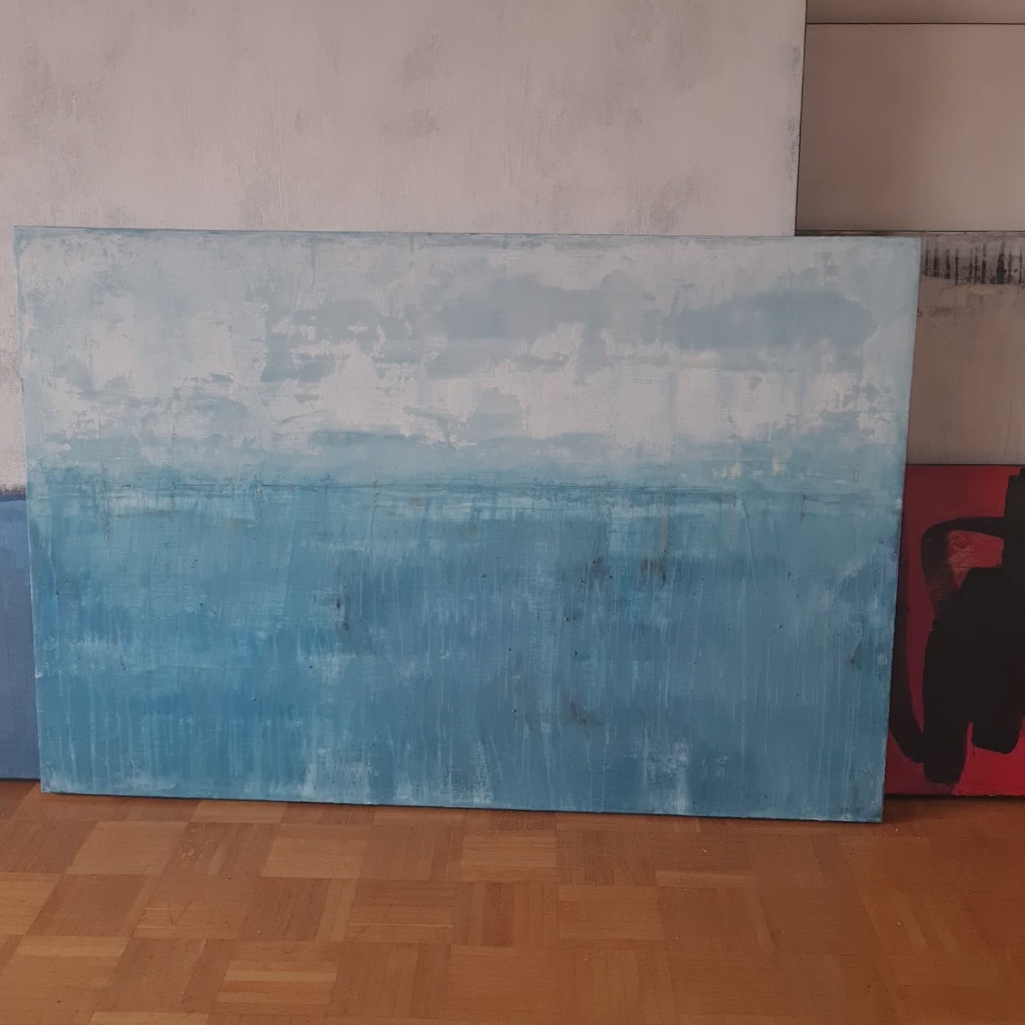 Blaues abstraktes Gemälde Kälteeinbruch