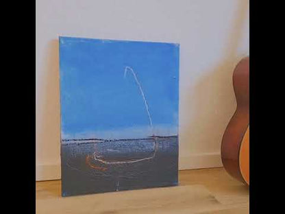 Blaues Bild mit Segelschiff / 50 x 40 cm
